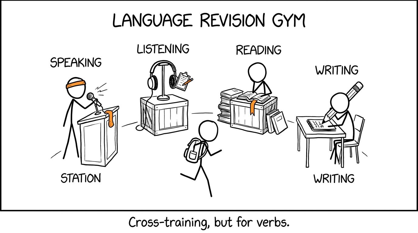 Four language skills take part in a revision gym