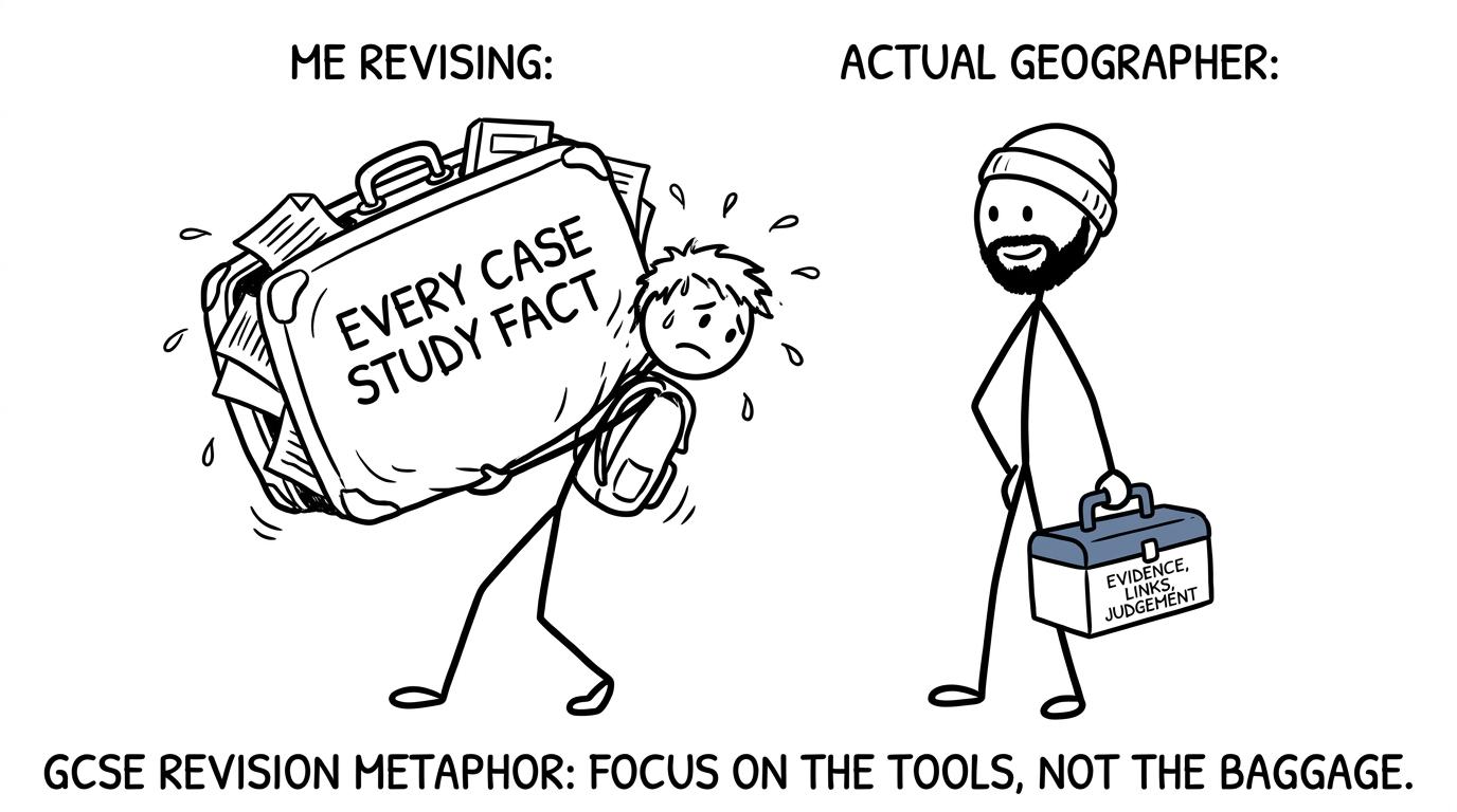 One student carries every fact while another carries a small reasoning toolbox