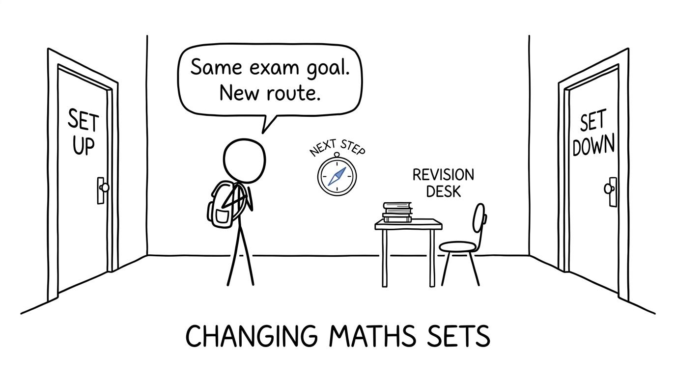A student choosing a route after changing maths sets