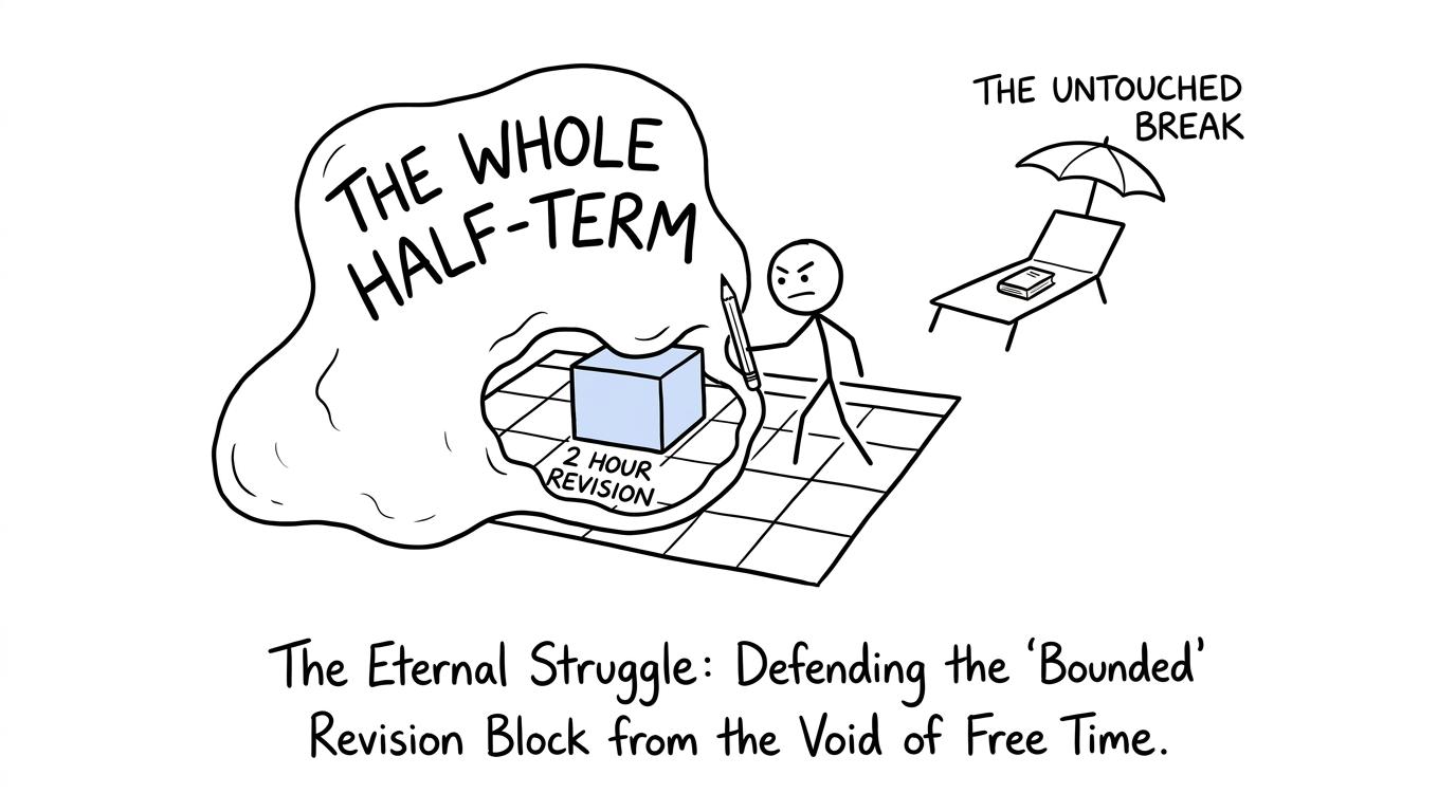 A student protects a small revision block from the whole half-term