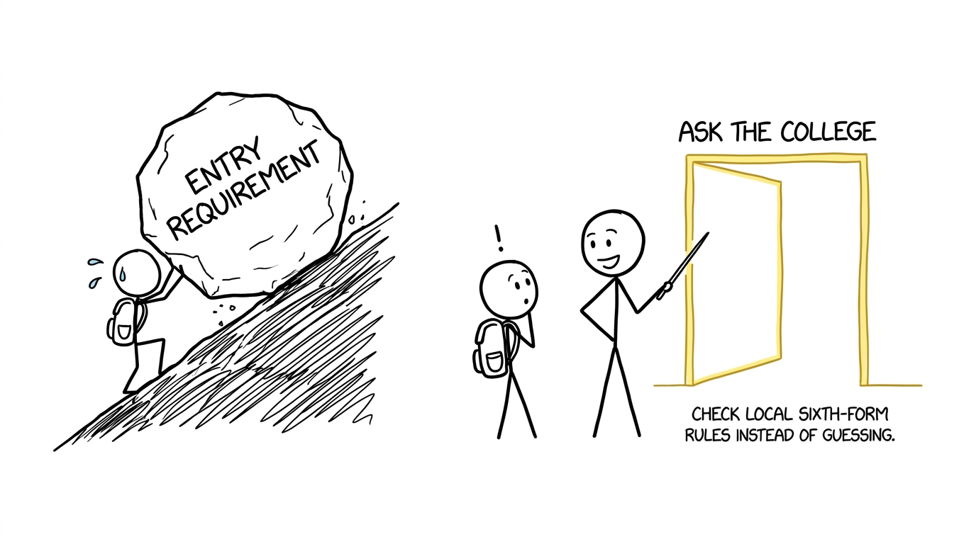 A student discovers that asking a college is easier than guessing its entry requirement
