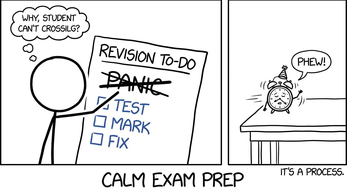 A calm revision plan replaces panic with test, mark and fix