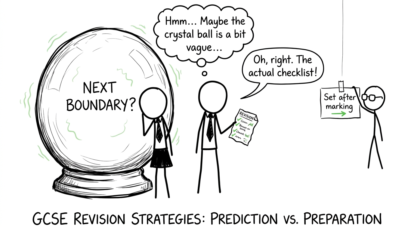Students abandon a crystal ball and choose a revision checklist