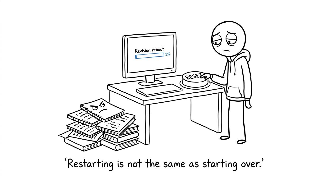 A student pressing a revision reboot button