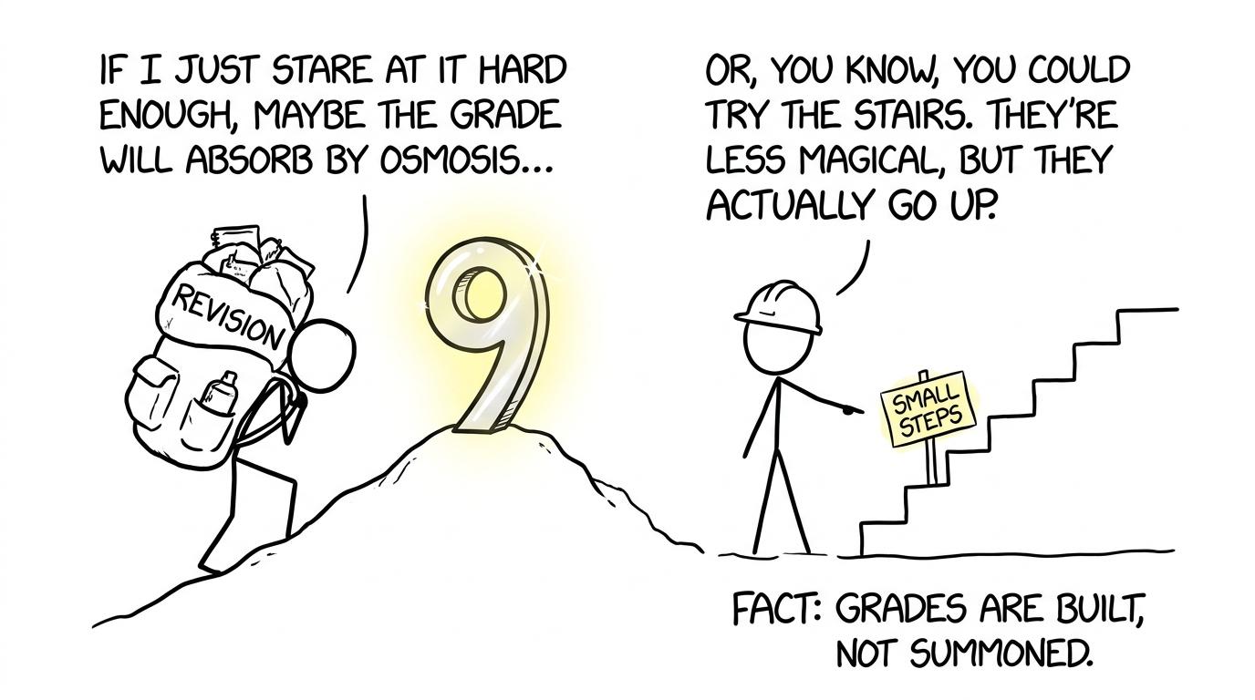 A student discovering that the route to grade 9 is made of small steps