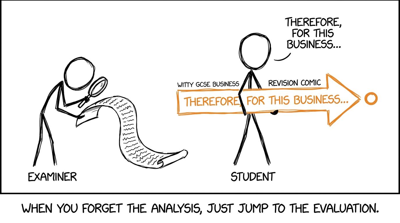 An examiner finally spots a clear judgement in a long GCSE Business answer