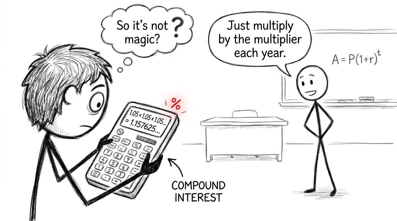 Student vs calculator: compound interest isn’t magic
