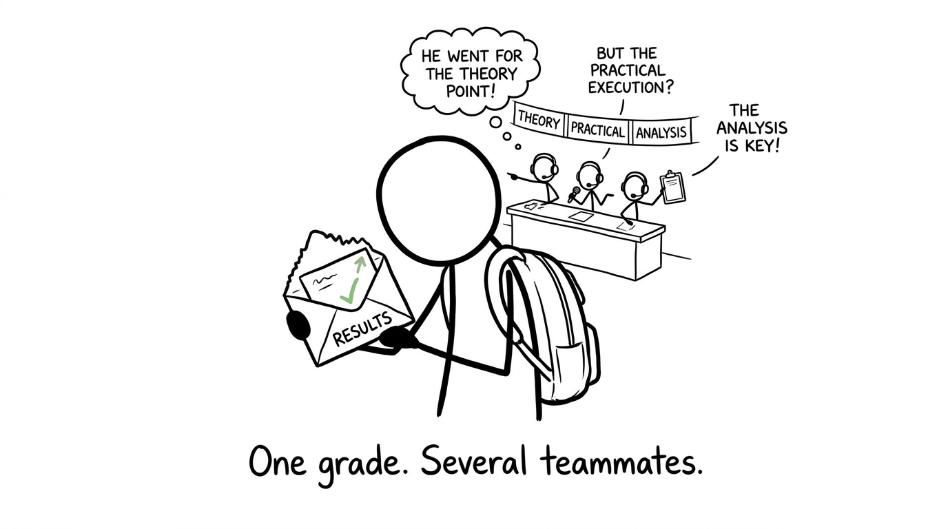 One GCSE PE grade is supported by several assessment teammates