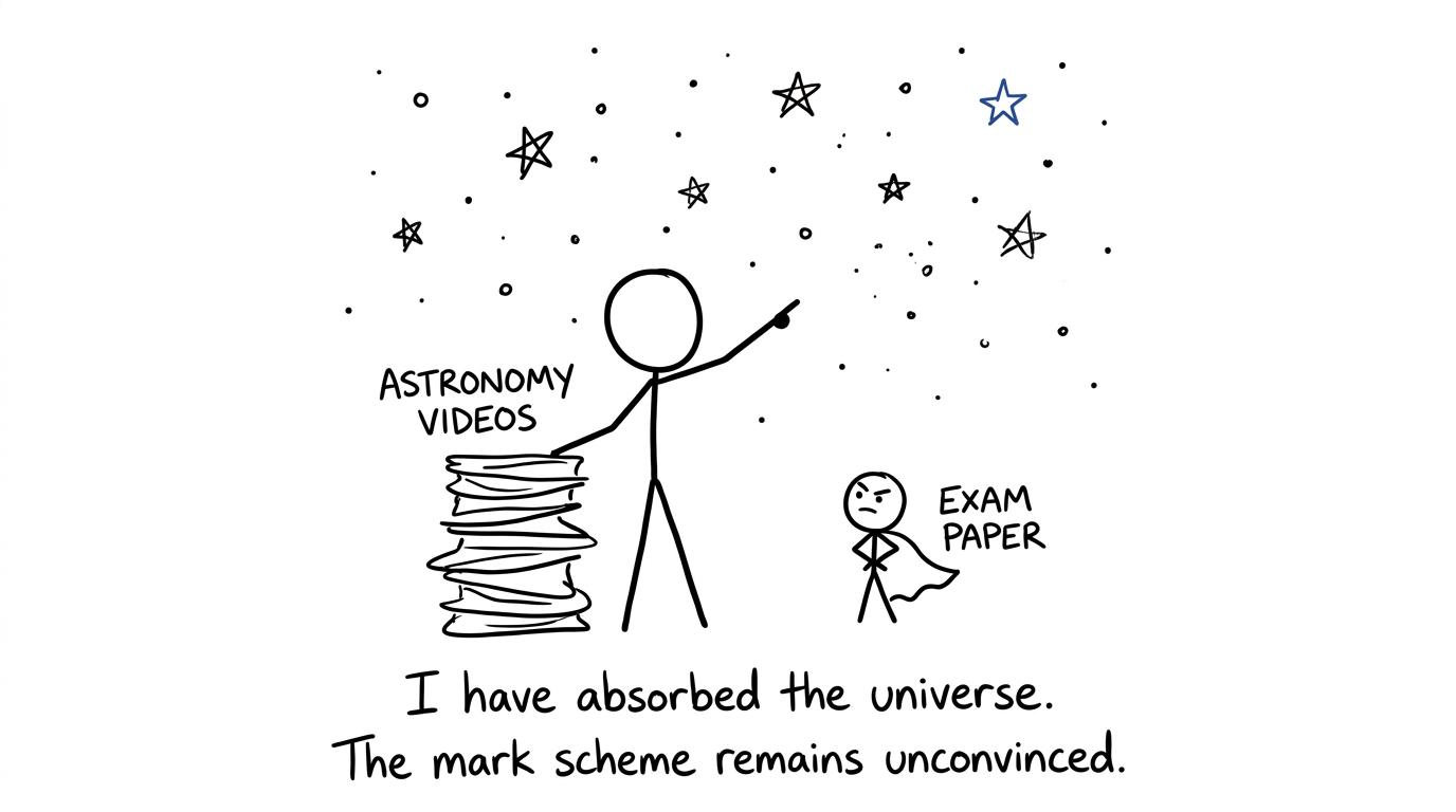 A student discovers that understanding the universe does not automatically impress a mark scheme