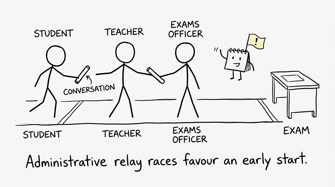 A calendar reminds the school team that early conversations matter