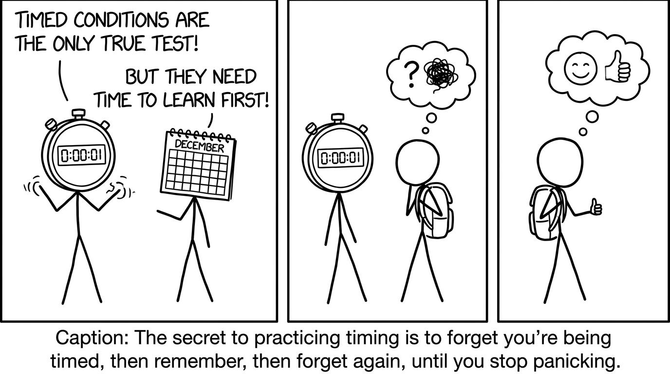 Stopwatch argues with calendar about timed practice