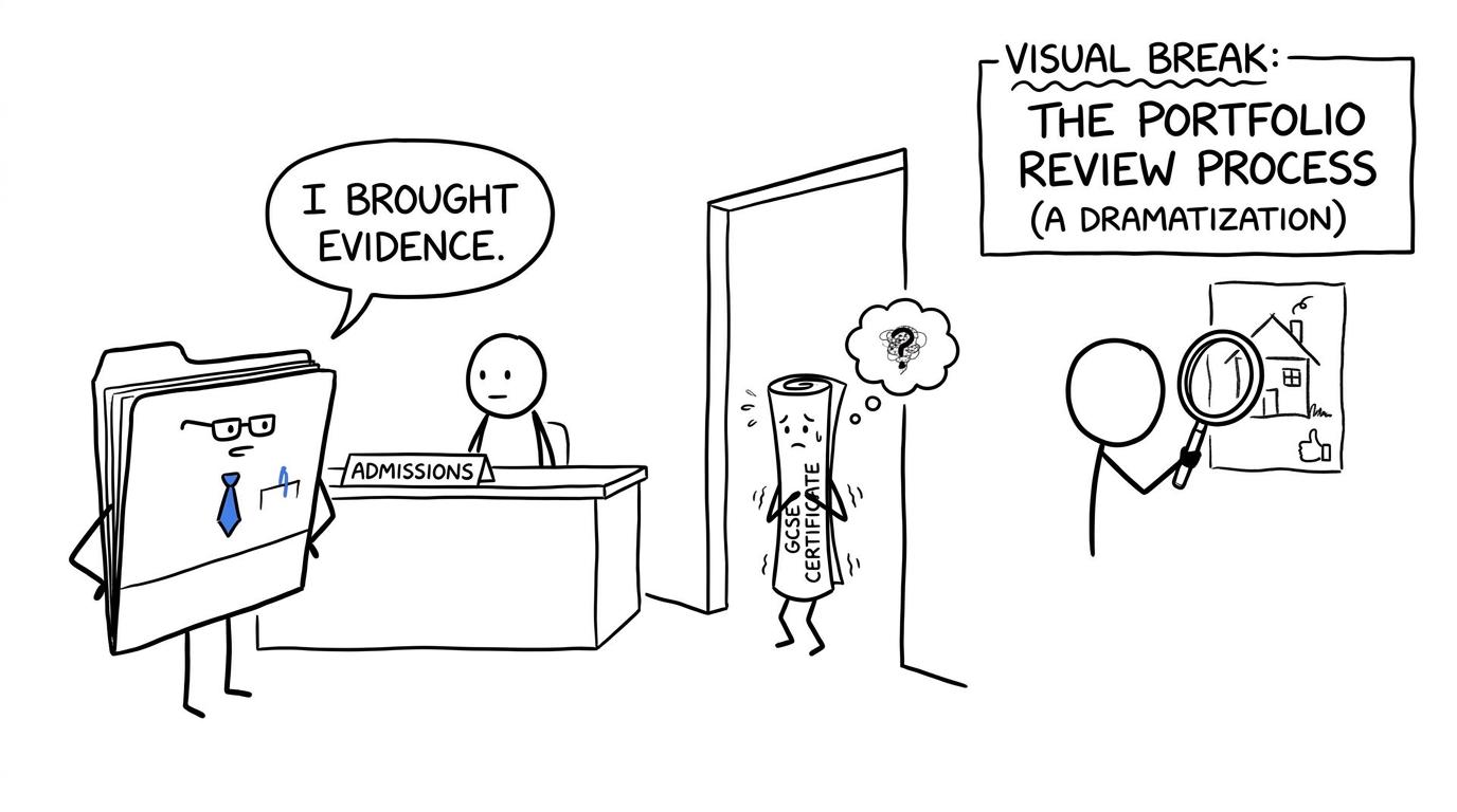 An art portfolio attending its own sixth-form admissions interview