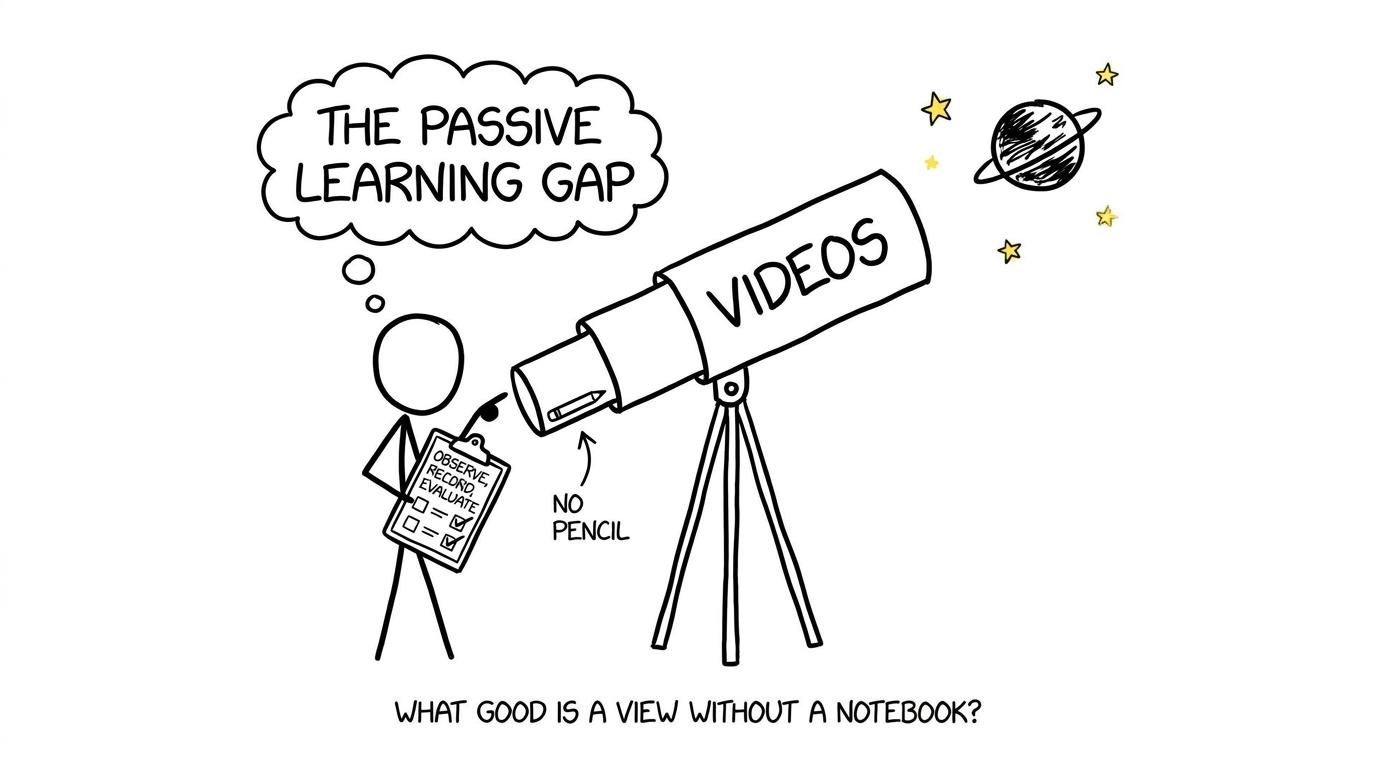 A telescope is useful, but it has forgotten to bring the observation checklist