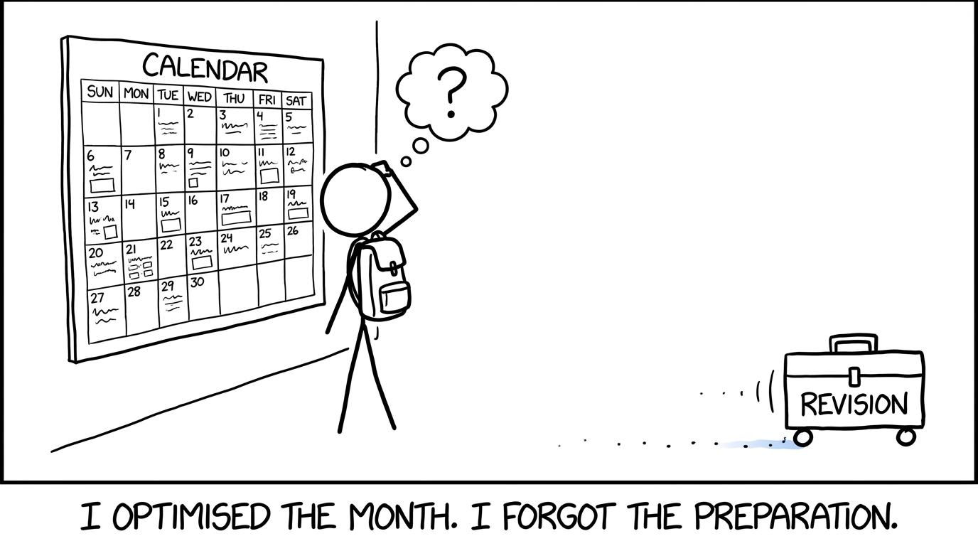 A student optimises the calendar while revision quietly escapes