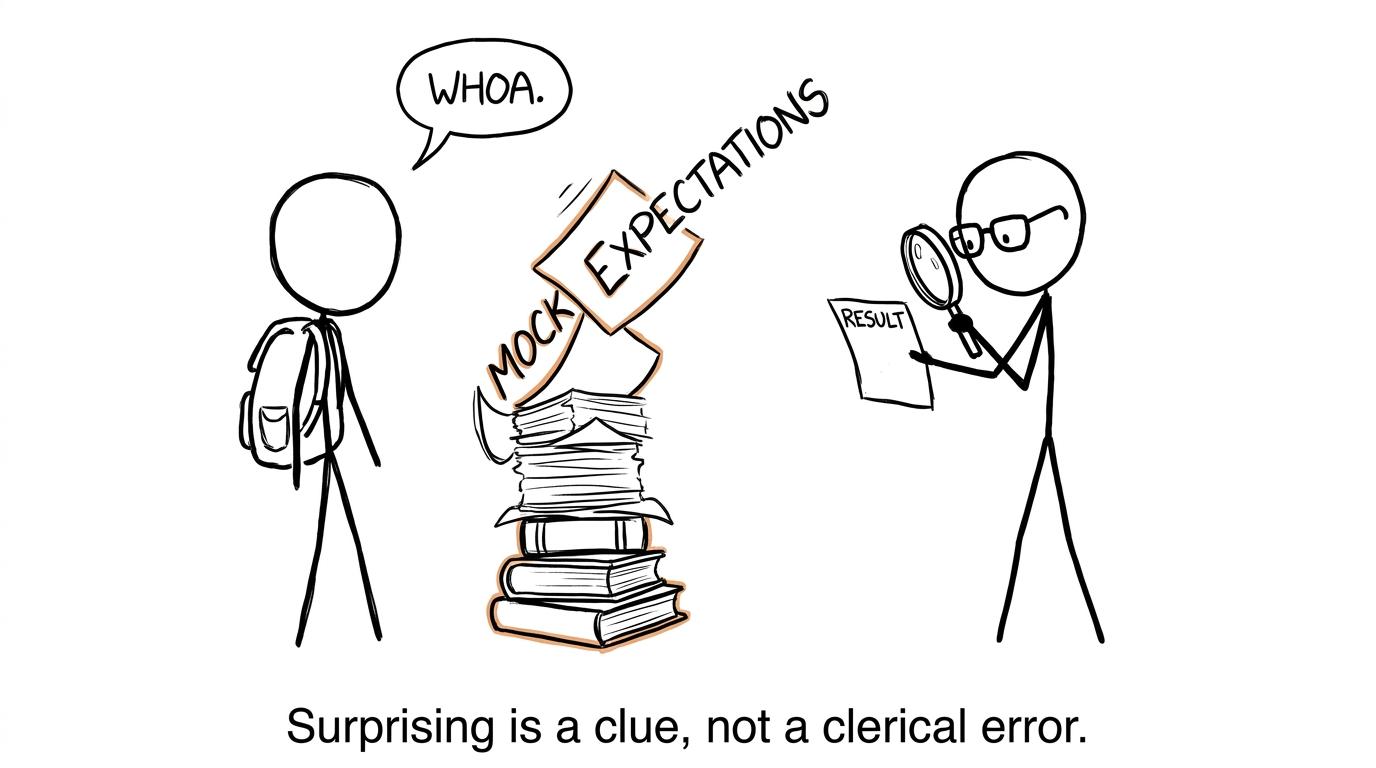 A teacher investigating an unexpected result rather than guessing from mock grades