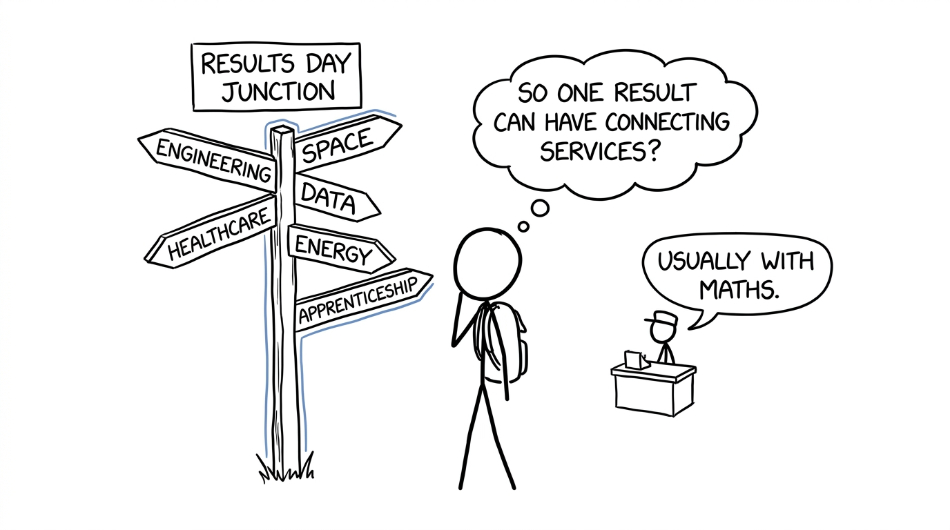A student discovers that results day has connecting services to many careers