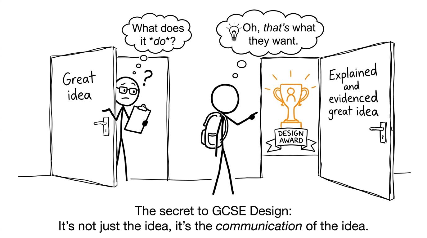 A student choosing between a great idea and a great idea supported by explanation and evidence