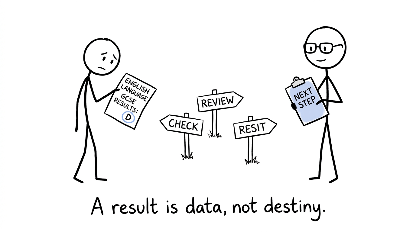 A student choosing between checking, reviewing and resitting after an unexpected result