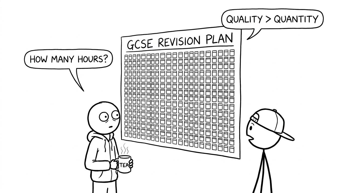 A student staring at a calendar asking how many hours to revise