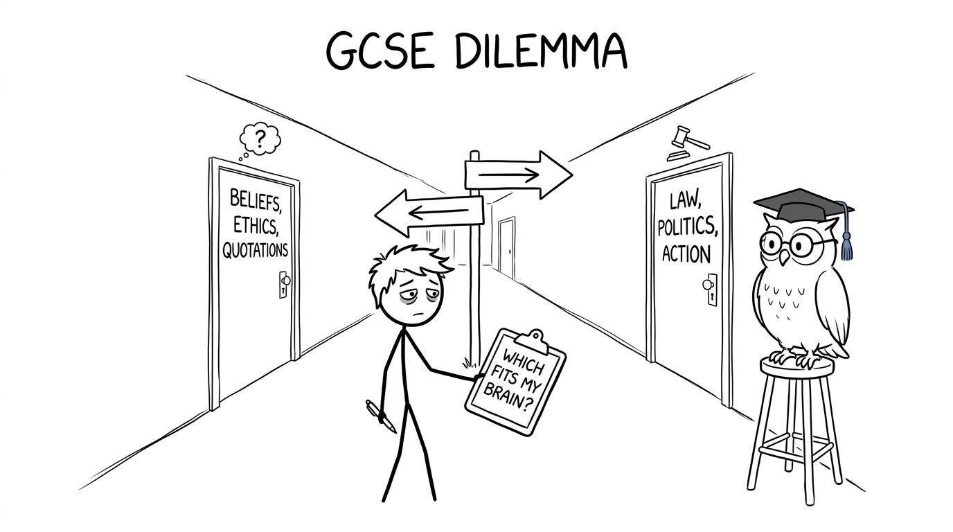 A GCSE student choosing between beliefs and citizenship