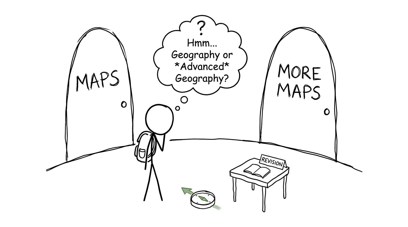 A student discovers that every GCSE Geography option appears to involve more maps