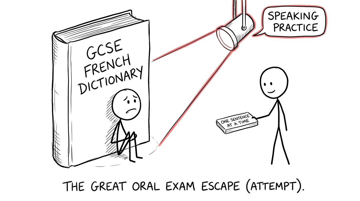 A student taking French speaking practice one sentence at a time