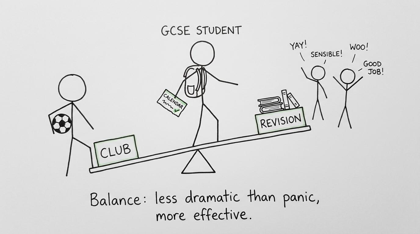 A student balances psychology club and revision using a small calendar