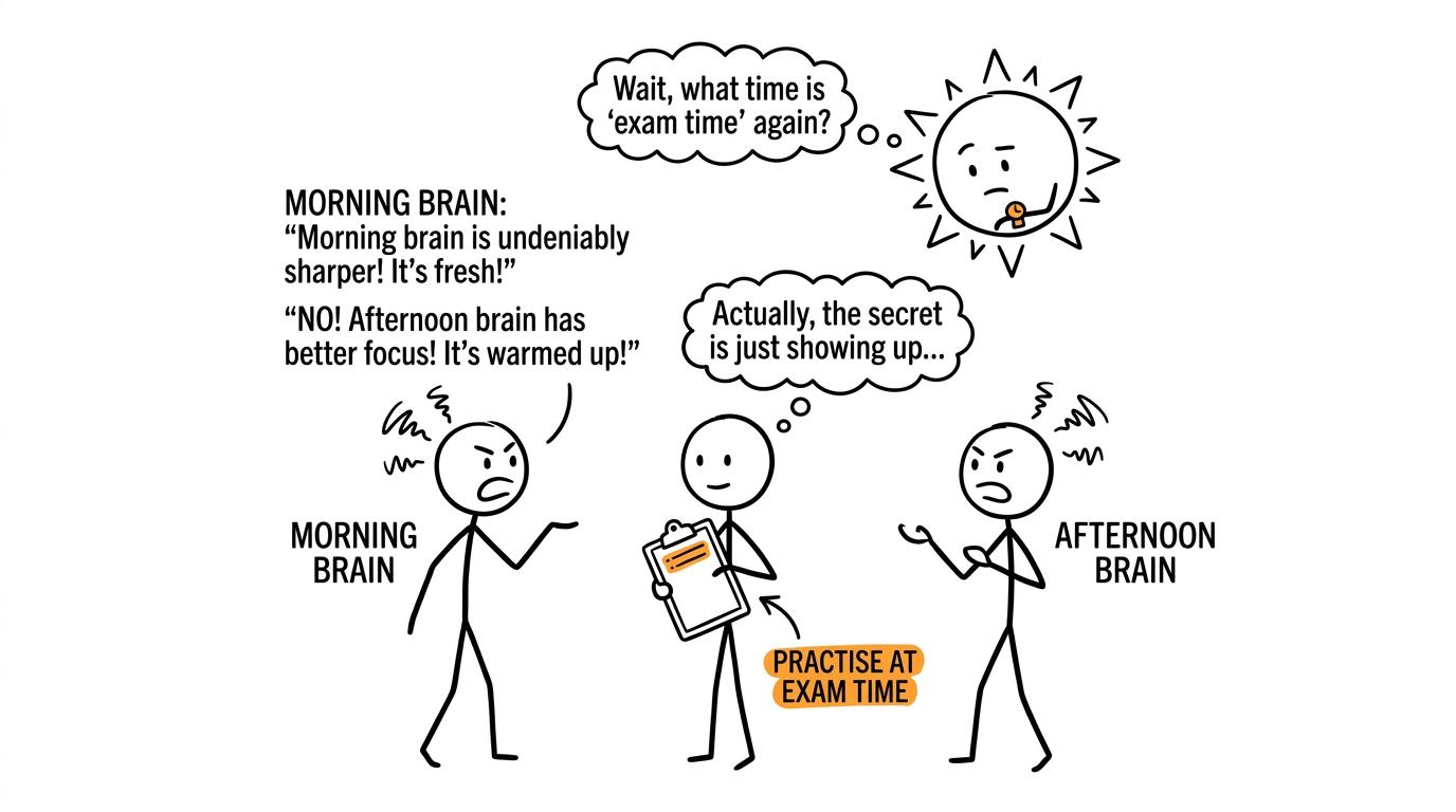 Students debate morning and afternoon brains while the Sun checks its watch