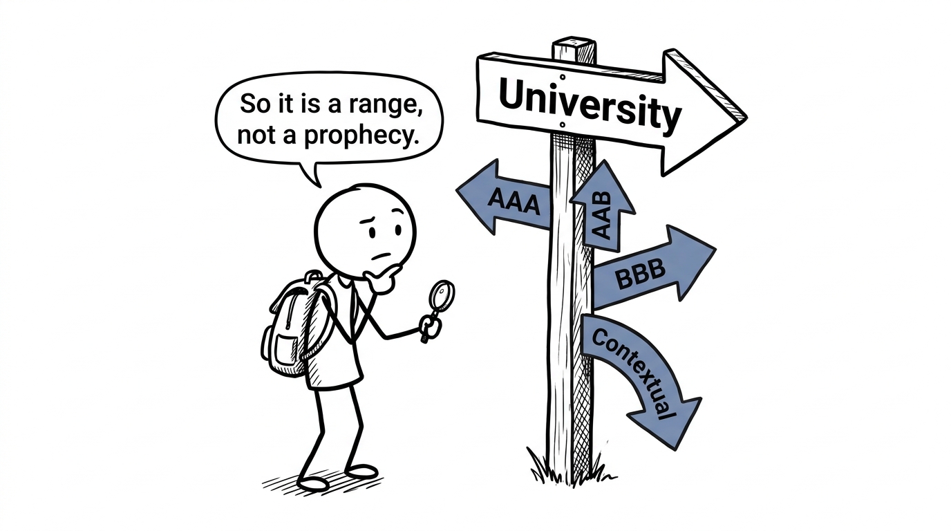 A student discovers that university grade requirements are a range rather than a prophecy