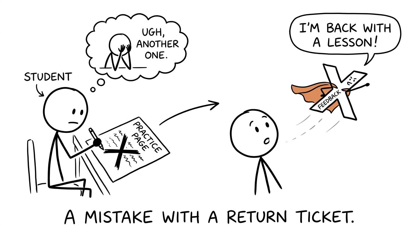 A corrected mistake returns wearing a feedback cape