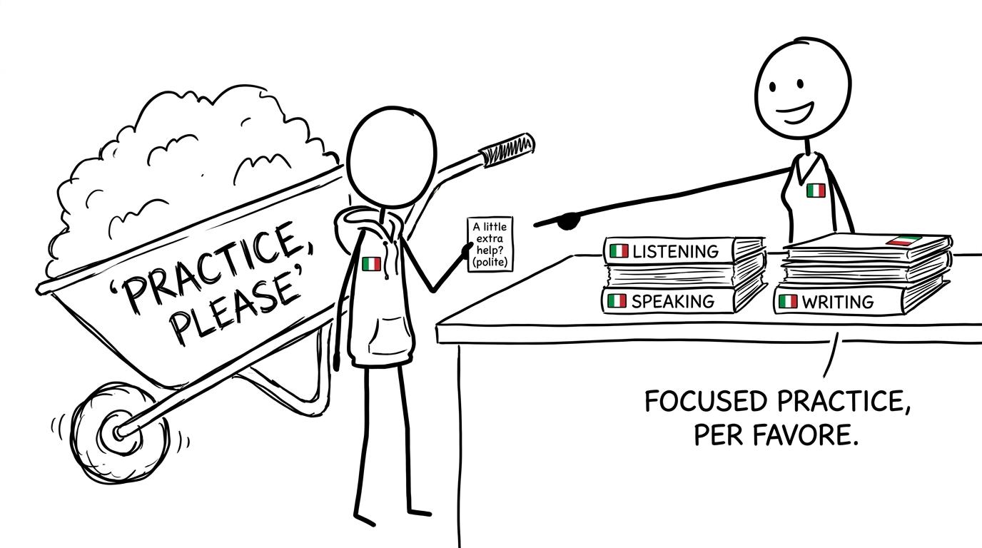 A student makes a focused request for Italian practice