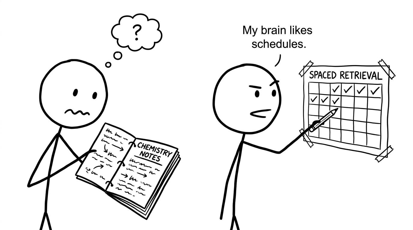 Two students: rereading vs spaced retrieval