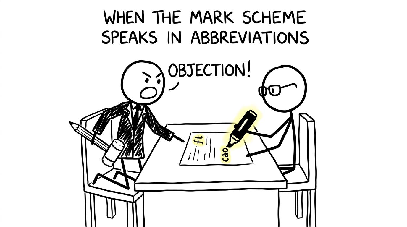 Arguing with the mark scheme in a courtroom