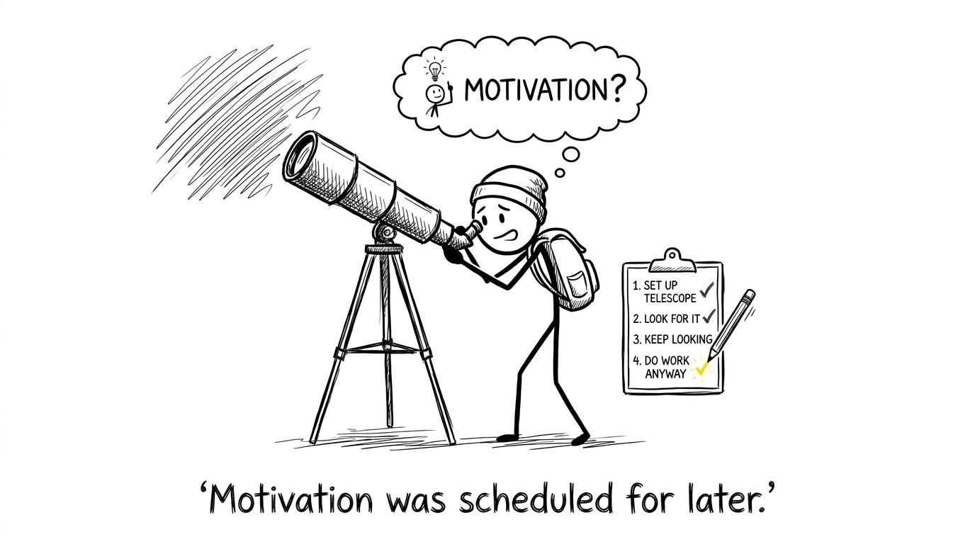 A student waits for motivation while a checklist quietly gets the work done