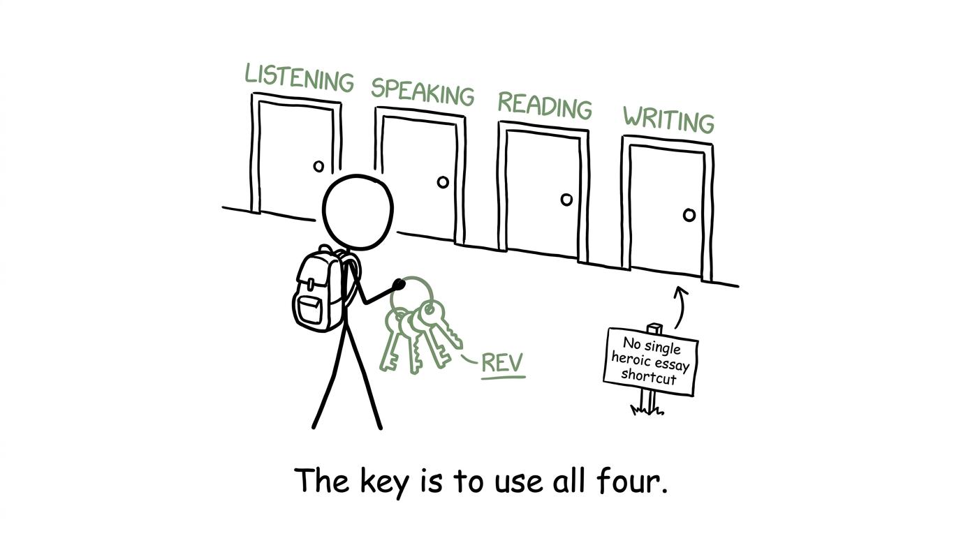 A student facing the four doors of GCSE Arabic assessment