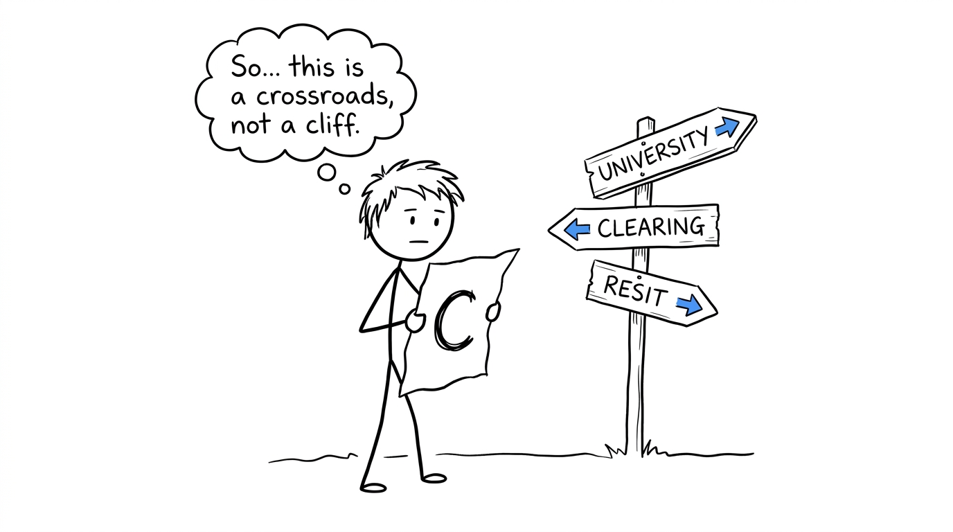 A student sees a grade C as a crossroads rather than a cliff