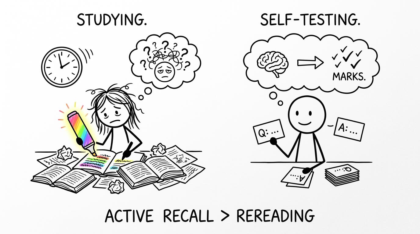 Highlighting vs active recall self-testing