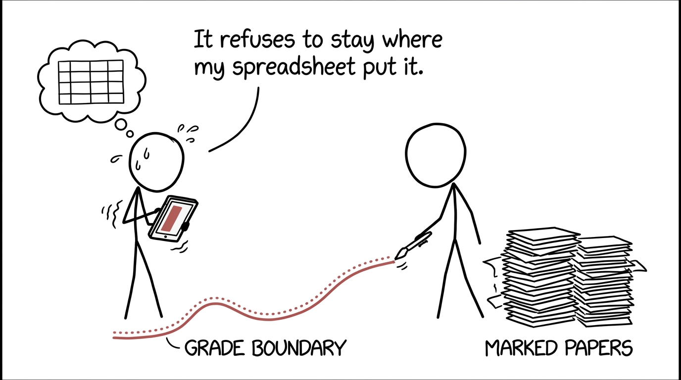 A student trying to predict a moving grade boundary
