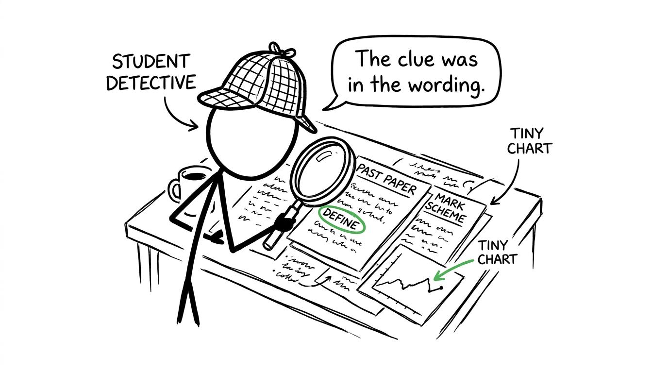 A student detective finding clues in a past paper and mark scheme