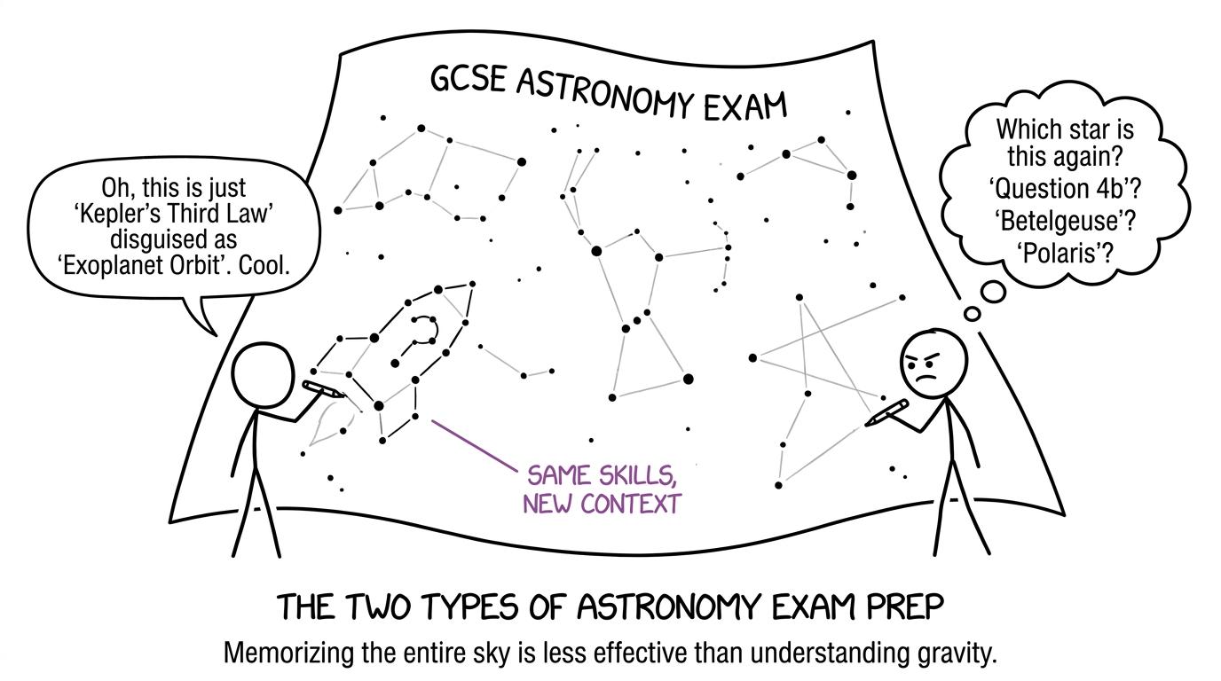One student memorises stars while another connects them into transferable skills