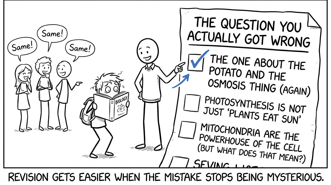 A tutor and students making an exam mistake less mysterious