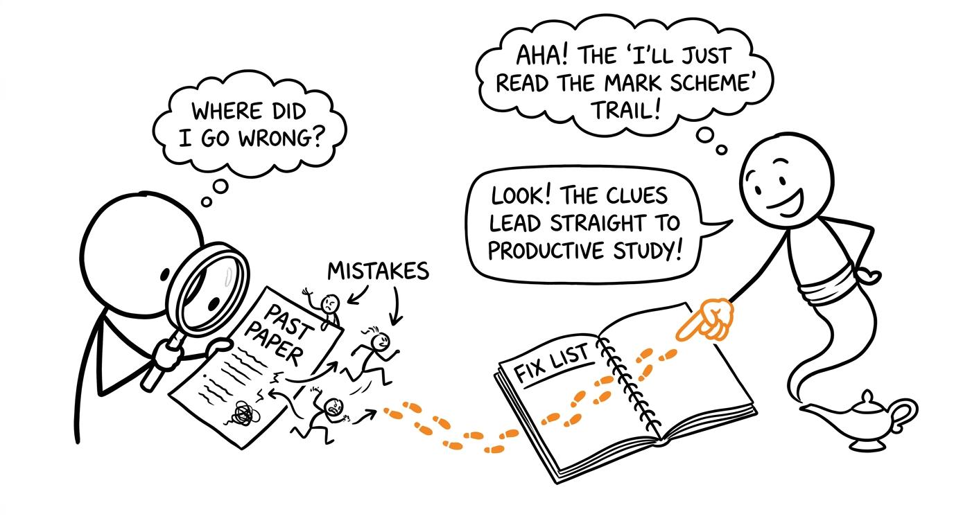A revision detective tracks escaped mistakes into a fix list
