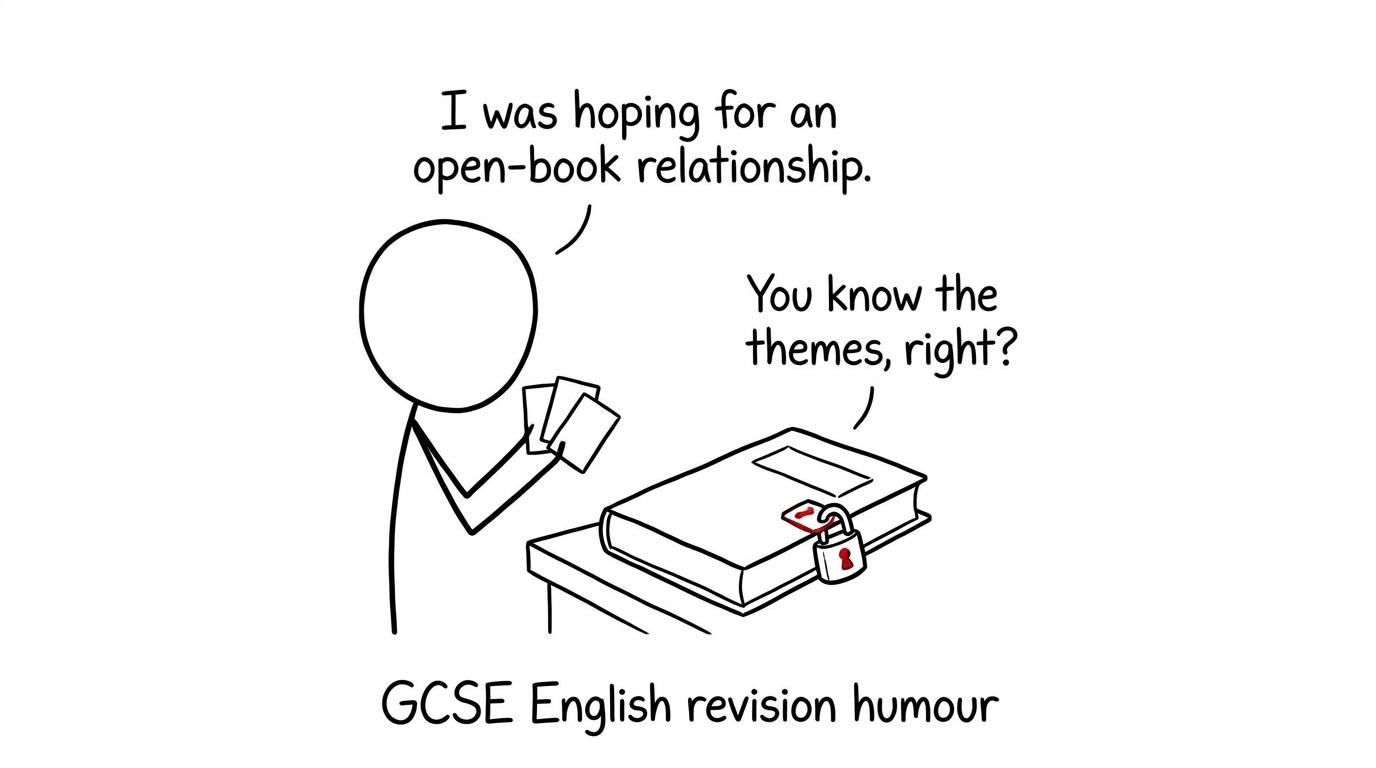 A student negotiates with a locked GCSE Literature book