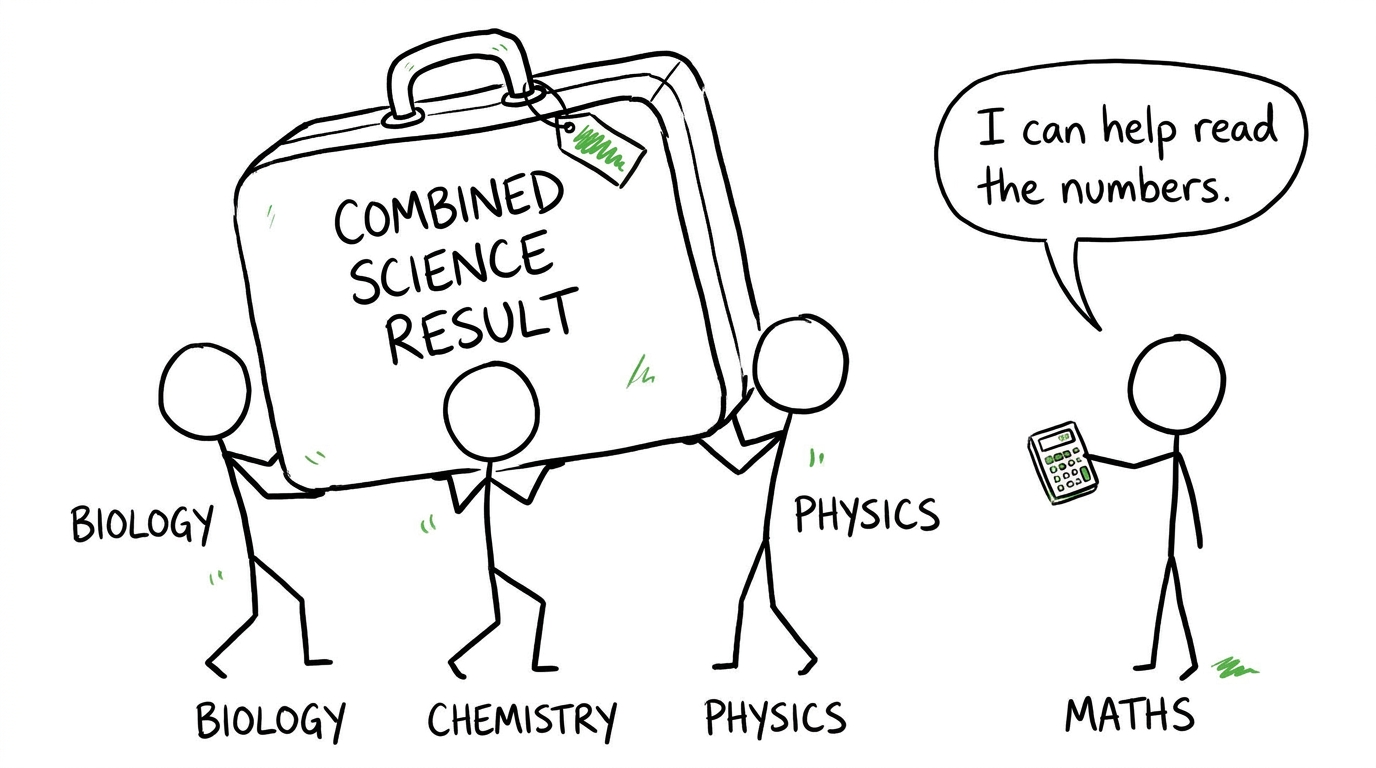 Biology, chemistry and physics carry one combined results suitcase