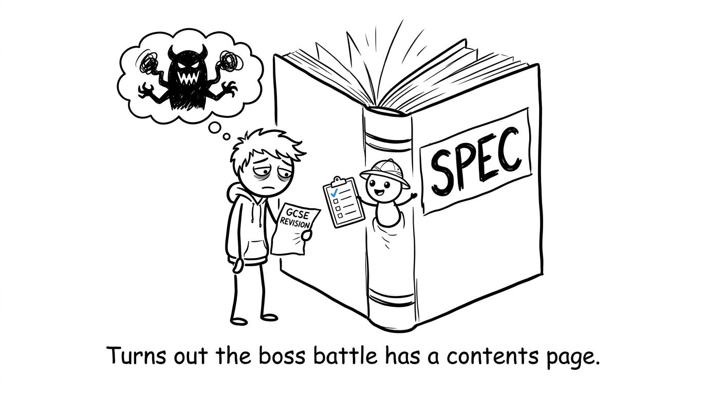 A student discovers that the specification has a useful contents page