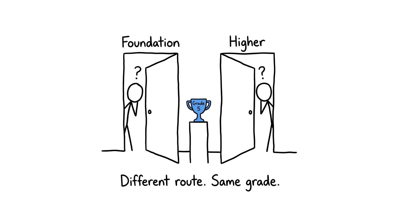 Students take different tier routes towards the same grade 5