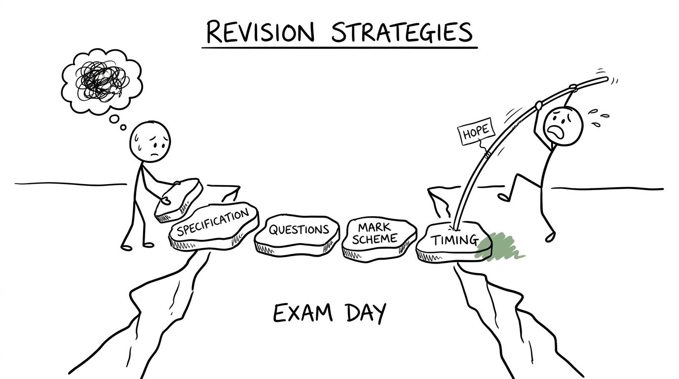 A revision bridge built from specification, questions and mark schemes
