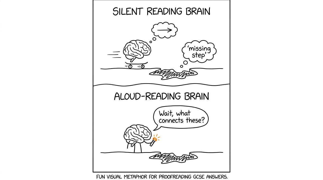 Silent reading passes a missing step while aloud reading stops to investigate