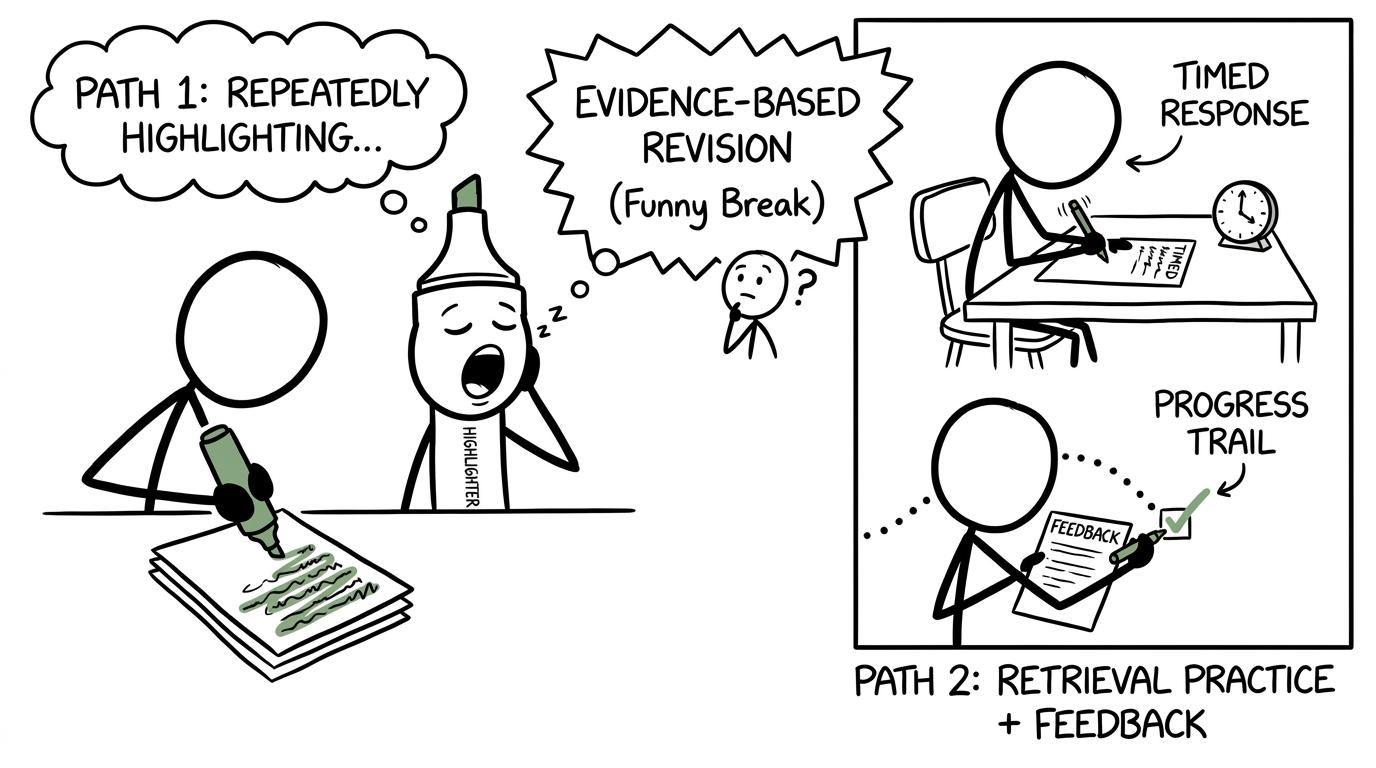 One student highlights endlessly while another creates useful assessment evidence