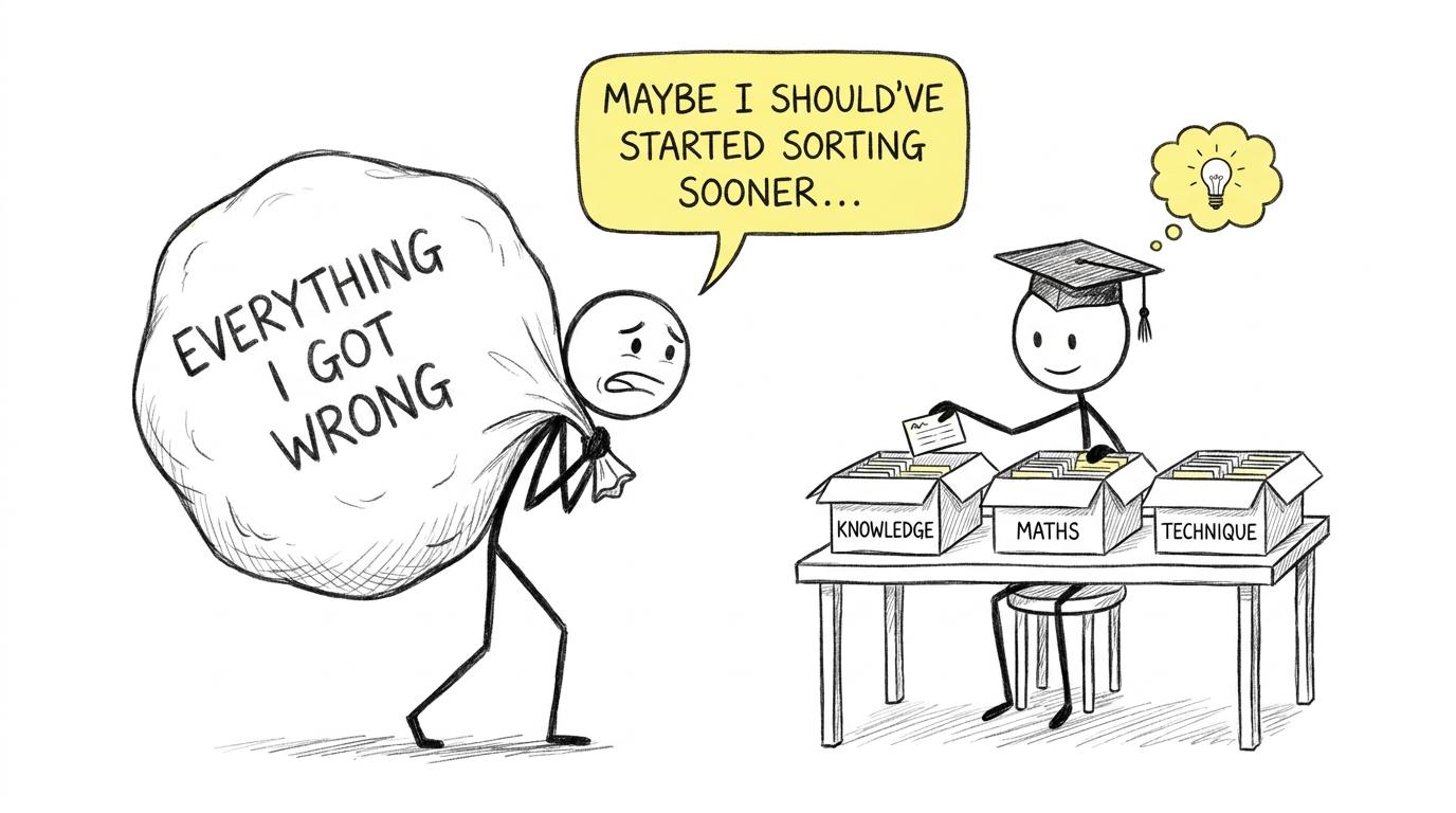Revision mistakes are sorted into useful categories instead of carried as one enormous burden